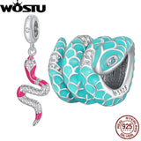 925 Sterling Silver Red Snake Charm Bead for Jewelry Making