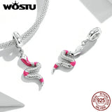 925 Sterling Silver Red Snake Charm Bead for Jewelry Making