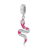 925 Sterling Silver Red Snake Charm Bead for Jewelry Making