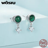 925 Silver Malachite Earrings Vintage Drop Dangle Wedding Jewelry