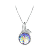 925 Silver Mermaid Tail Necklace Colorful Fish Scales Women Jewelry