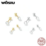 925 Sterling Silver Mini Pearl Beads Stud Earrings 3MM 4MM