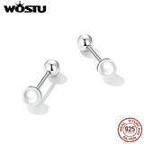925 Sterling Silver Mini Pearl Beads Stud Earrings 3MM 4MM
