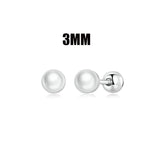 925 Sterling Silver Mini Pearl Beads Stud Earrings 3MM 4MM