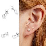 925 Sterling Silver Mini Pearl Beads Stud Earrings 3MM 4MM