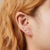 925 Sterling Silver Mini Pearl Beads Stud Earrings 3MM 4MM