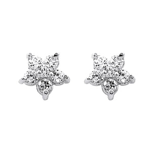 925 Silver Mini CZ Flower Ear Studs Women Manchet Clip Earrings