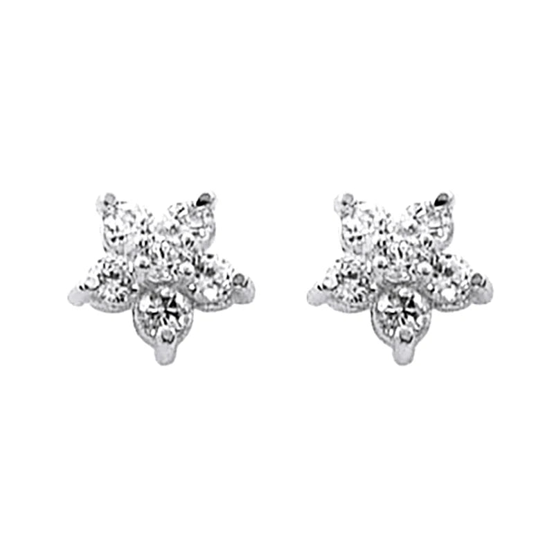 925 Silver Mini CZ Flower Ear Studs Women Manchet Clip Earrings