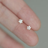 925 Silver Mini CZ Flower Ear Studs Women Manchet Clip Earrings