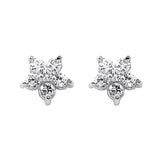925 Silver Mini CZ Flower Ear Studs Women Manchet Clip Earrings