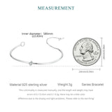 925 Silver Minimalism Bangle Chain Bracelet CZ Wedding Party Gift
