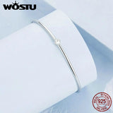 925 Silver Minimalism Bangle Chain Bracelet CZ Wedding Party Gift