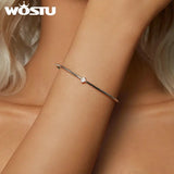 925 Silver Minimalism Bangle Chain Bracelet CZ Wedding Party Gift