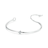 925 Silver Minimalism Bangle Chain Bracelet CZ Wedding Party Gift