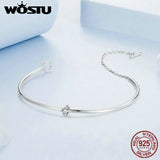 925 Silver Minimalism Bangle Chain Bracelet CZ Wedding Party Gift