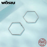 925 Silver Heart Hexagon Earrings Statement Jewelry Gift