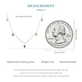925 Silver Love Heart Necklace Rainbow Zircon Choker Wedding Jewelry