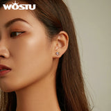925 Silver Multicolor Zircon Paws Stud Earrings Rainbow S925 Ear Studs FIE1334