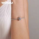 925 Silver Purple Heart Bead Zircon Charm Pendant