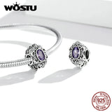 925 Silver Purple Heart Bead Zircon Charm Pendant