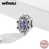 925 Silver Purple Heart Bead Zircon Charm Pendant