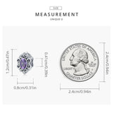 925 Silver Purple Heart Bead Zircon Charm Pendant