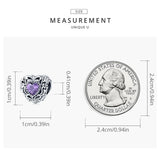 925 Sterling Silver Purple Zircon Heart Charm Pendant