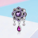 925 Sterling Silver Purple Zircon Charms Beads for Bracelets Bangles