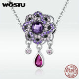 925 Sterling Silver Purple Zircon Charms Beads for Bracelets Bangles