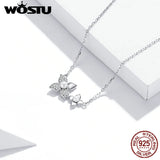 925 Silver Flower Necklace Long Chain Link Necklace Women Jewelry CQN438