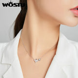 925 Silver Flower Necklace Long Chain Link Necklace Women Jewelry CQN438