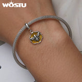 925 Silver Yellow Bee Pendant Animal Charm for Bracelet DIY Jewelry
