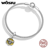 925 Silver Yellow Bee Pendant Animal Charm for Bracelet DIY Jewelry