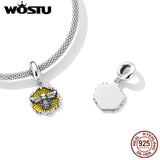 925 Silver Yellow Bee Pendant Animal Charm for Bracelet DIY Jewelry