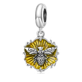 925 Silver Yellow Bee Pendant Animal Charm for Bracelet DIY Jewelry