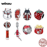 925 Silver Year Series Red Lantern Charms Chinese Beads for Bracelets