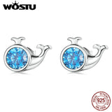 925 Silver Delicate Whale Stud Earrings CQE1366