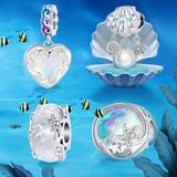 925 Silver Rainbow Resin Pearl Shell Charms Beads for Women
