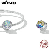 925 Silver Rainbow Resin Pearl Shell Charms Beads for Women