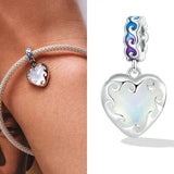 925 Silver Rainbow Resin Pearl Shell Charms Beads for Women