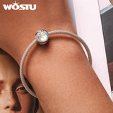 925 Silver Rainbow Resin Pearl Shell Charms Beads for Women