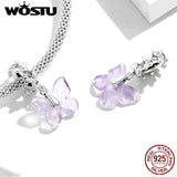 925 Silver Opal Butterfly Flower Charm Beads Necklace Bracelet