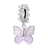 925 Silver Opal Butterfly Flower Charm Beads Necklace Bracelet