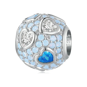 925 Silver Opal Round Charms Zircon Heart Safety Chain for Bracelet Necklace