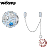 925 Silver Opal Round Charms Zircon Heart Safety Chain for Bracelet Necklace