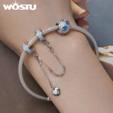 925 Silver Opal Round Charms Zircon Heart Safety Chain for Bracelet Necklace