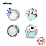925 Silver Opal Charm Colorful Bead Pendant