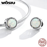 925 Silver Opal Charm Colorful Bead Pendant