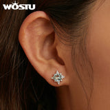 925 Silver Opal Star Zircon Stud Earrings for Women