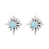 925 Silver Opal Star Zircon Stud Earrings for Women